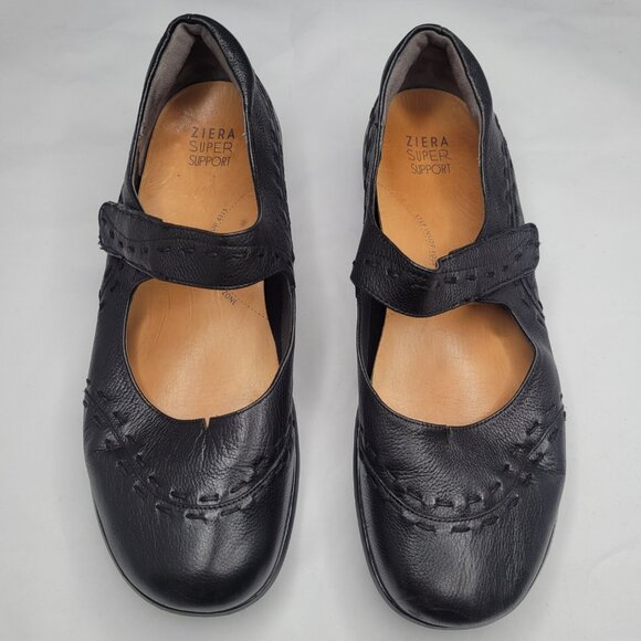 ZIERA Black Leather Gummibear Mary Jane Size 42 / 11.5 Comfort Lightweight - Picture 3 of 11
